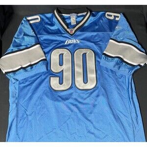 Ndamukong Suh #90 SEWN Detroit Lions NFL Football Jersey Men’s Size 60 2XL Blue